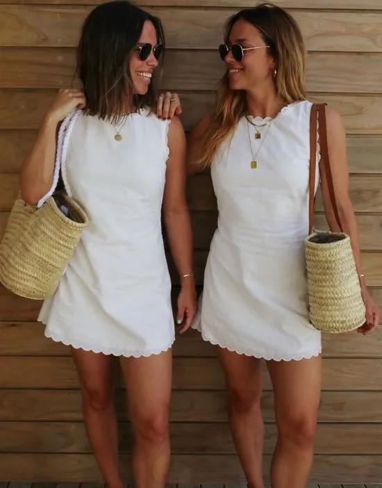 x Collyer Twins scallop edge a-line mini dress in white
