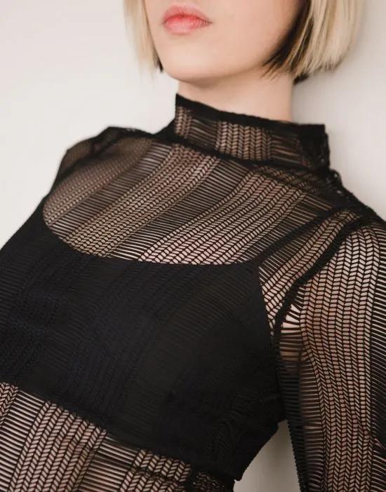 x Julia Cumming open knit maxi dress in black