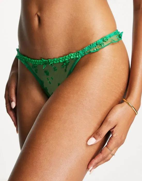 x Melissa Bentsen embroidered mesh thong in green