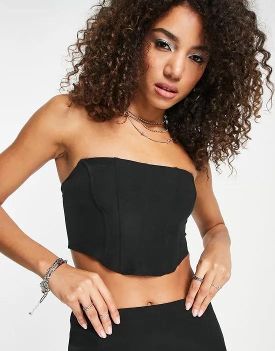 x Moa Mattson structured corset top in black - part of a set