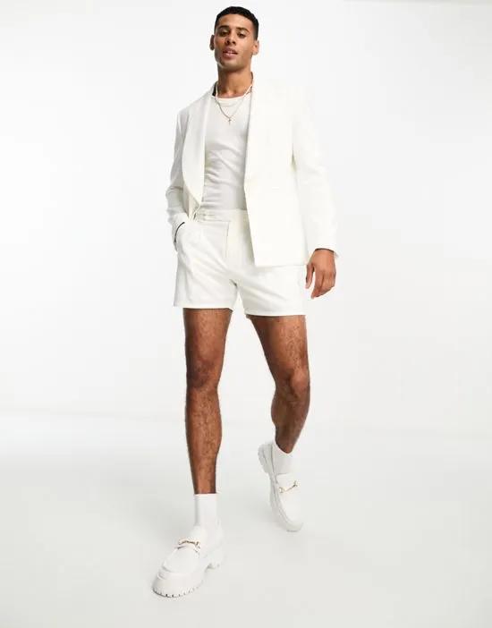 x Stan & Tom relaxed riviera linen suit shorts in cream - part of a set