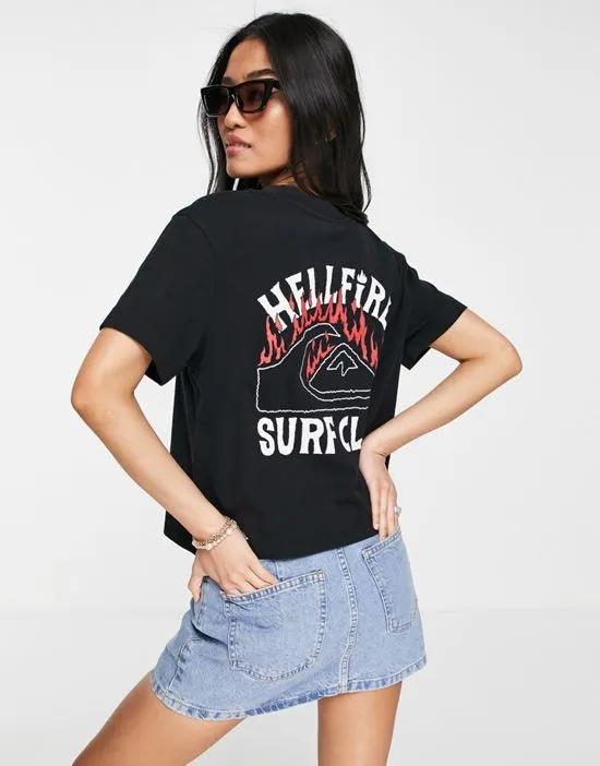 x Stranger Things Hell Fire 86 cropped T-shirt in black