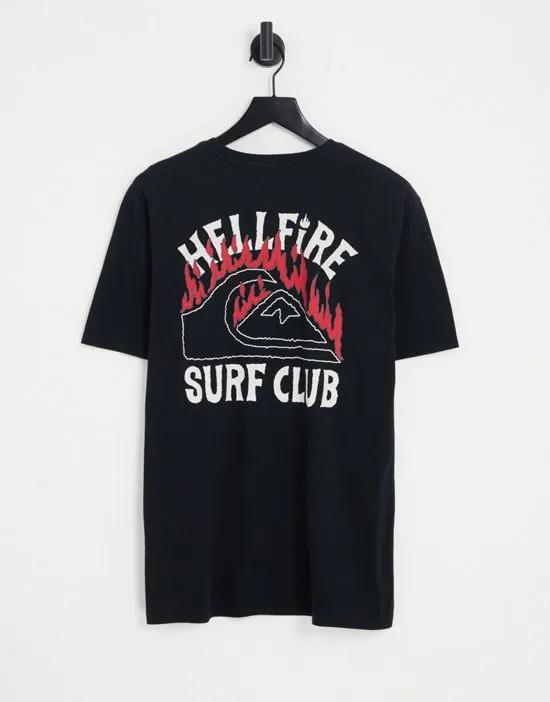 x Stranger Things hell fire surf club T-shirt in black