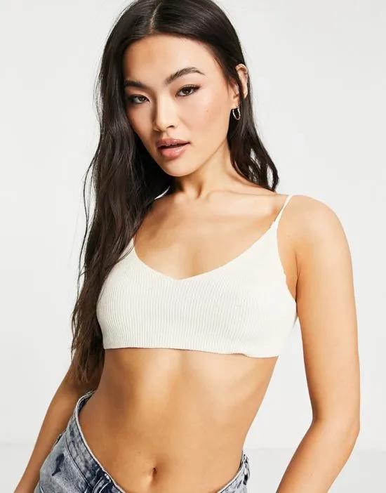 X Zoe Pastelle twisted knitted top in off white