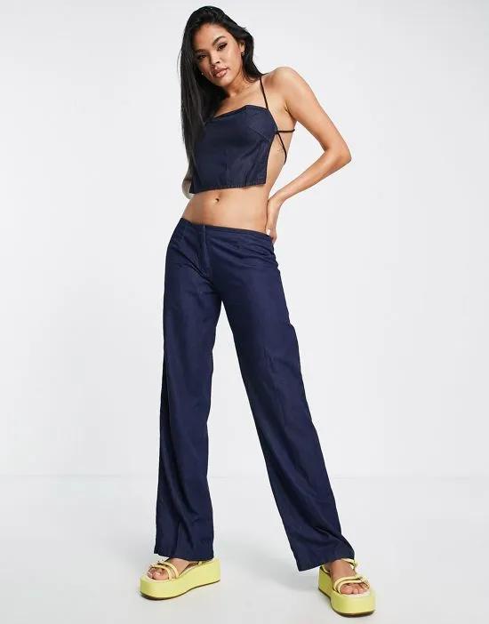 Y2K low waist relaxed pants in indigo chambray - part of a set