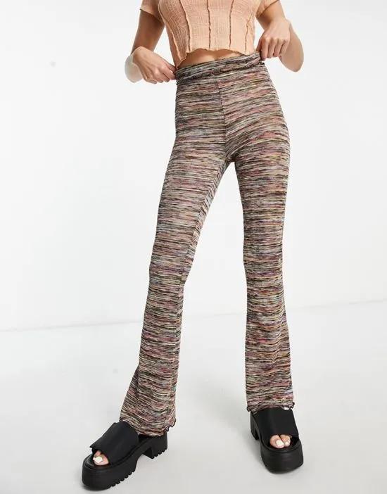 y2k textured stripe flared pants in multi