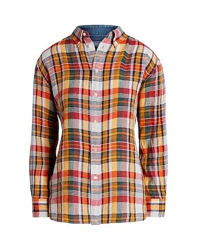 Yellow Checked shirt RELAXED FIT PLAID LINEN SHIRT
