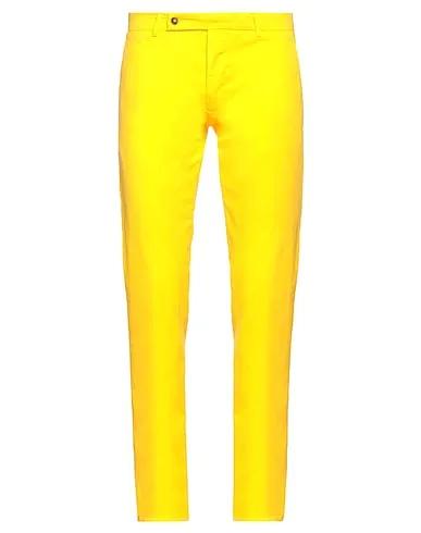 Yellow Cotton twill Casual pants