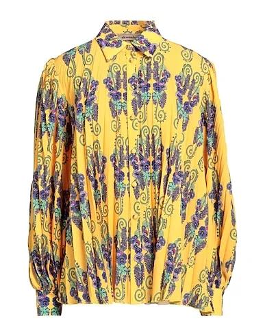 Yellow Crêpe Floral shirts & blouses
