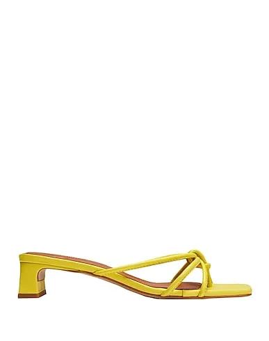 Yellow Flip flops LEATHER SQUARE TOE SANDALS
