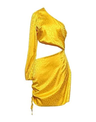 Yellow Jacquard Short dress