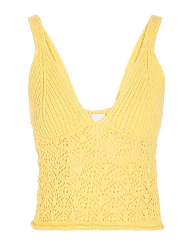 Yellow Knitted Top COTTON BLEND LACE EFFECT KNIT TOP
