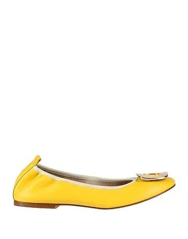Yellow Leather Ballet flats
