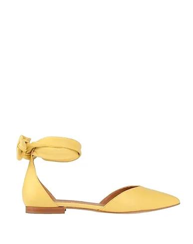 Yellow Leather Ballet flats