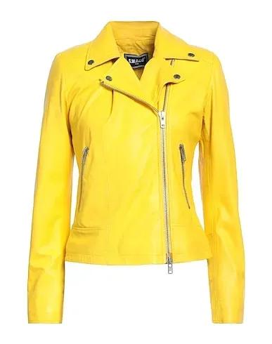 Yellow Leather Biker jacket
