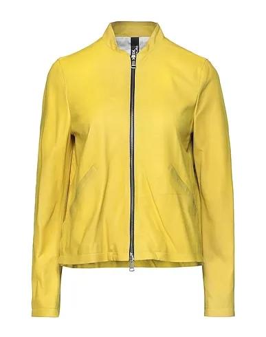 Yellow Leather Biker jacket