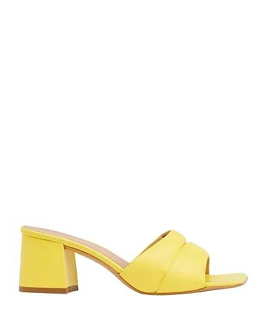 Yellow Leather Sandals LEATHER SQUARE TOE MULES
