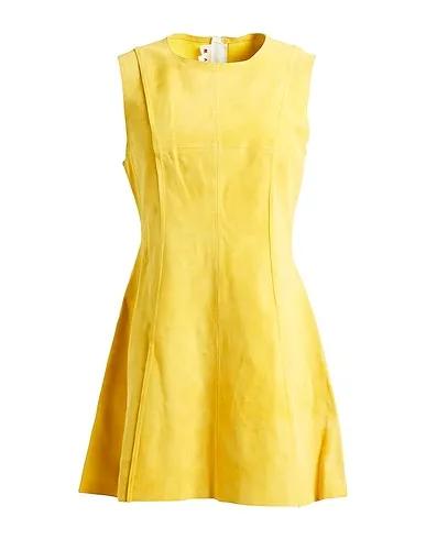 Yellow Leather Short dress