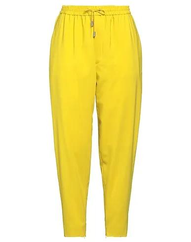 Yellow Plain weave Casual pants