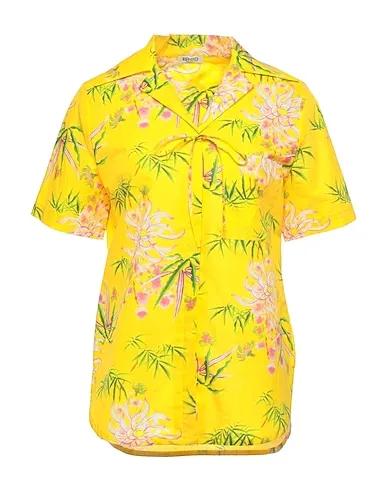 Yellow Plain weave Floral shirts & blouses