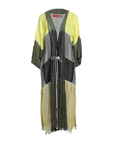 Yellow Plain weave Full-length jacket