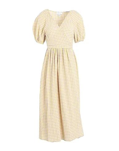 Yellow Plain weave Midi dress