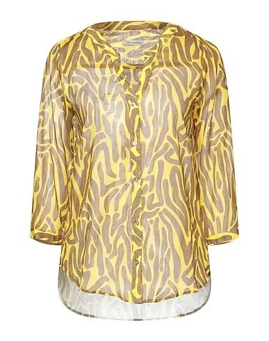 Yellow Plain weave Patterned shirts & blouses