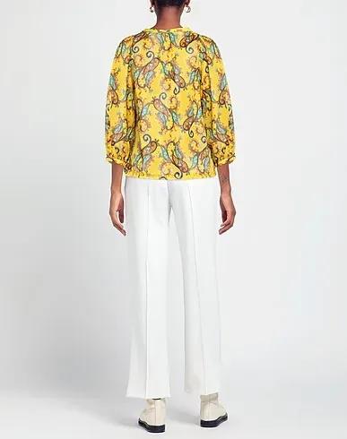 Yellow Plain weave Patterned shirts & blouses