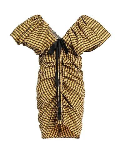 Yellow Plain weave Shirt dress