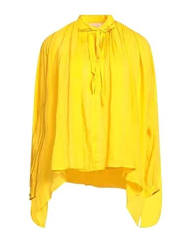 Yellow Plain weave Shirts & blouses with bow