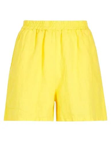 Yellow Plain weave Shorts & Bermuda LINEN PULL-ON SHORTS
