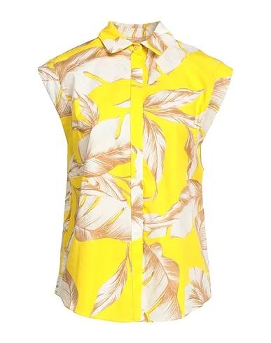 Yellow Poplin Floral shirts & blouses