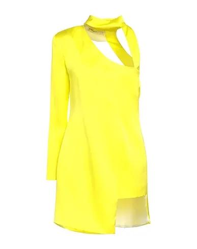 Yellow Satin One-shoulder dress MINI ABITO IN RASO