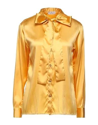 Yellow Satin Shirts & blouses with bow