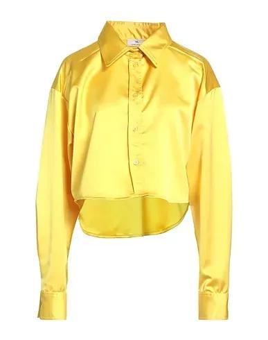 Yellow Satin Solid color shirts & blouses