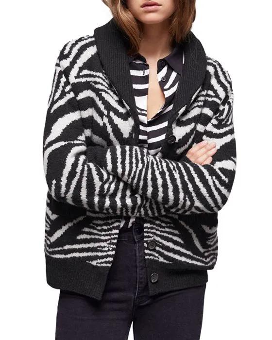 Zebra Print Knitted Cardigan