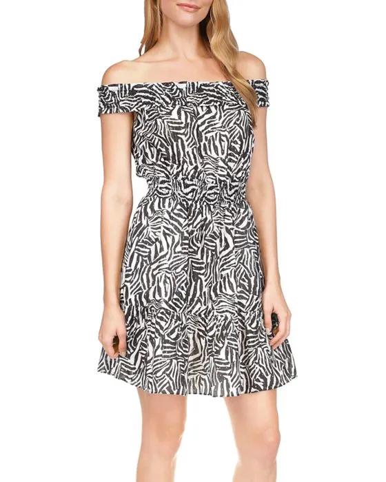 Zebra Print Off The Shoulder Dress