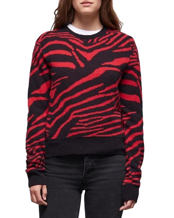 Zebra Print Rib Knit Sweater