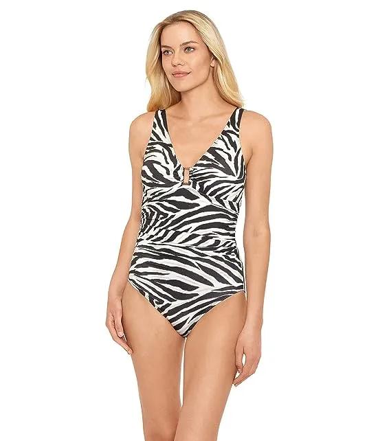 Zebra Ring Over-the-Shoulder One-Piece