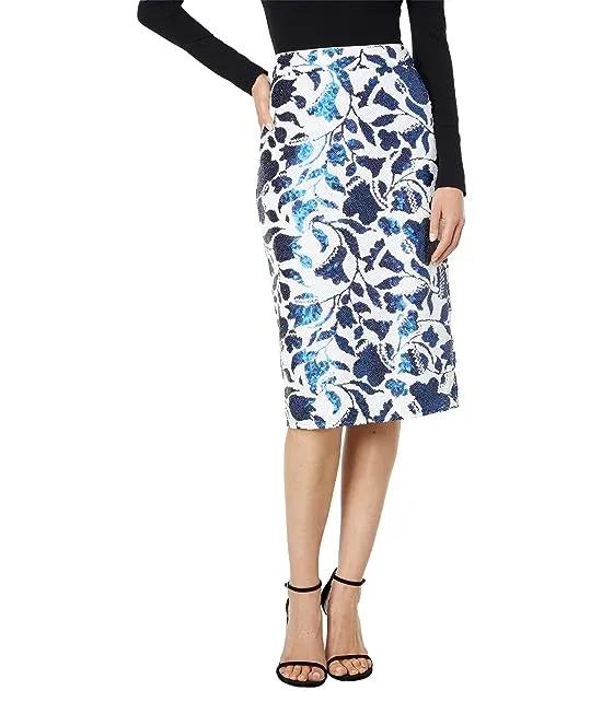 Zigzag Floral Sequin Skirt