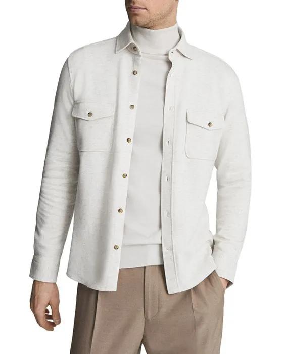 Zilla Mélange Jersey Regular Fit Button Down Shirt Jacket 