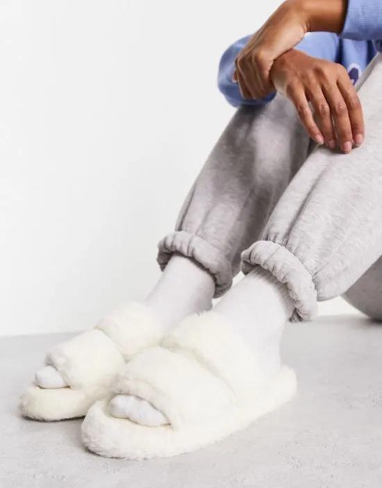 Zion double strap slider slippers in cream