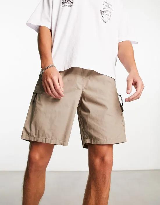 zip pocket shorts in brown