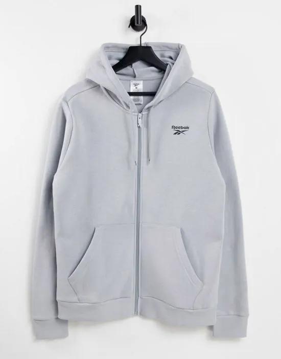 zip up logo hoodie in gray