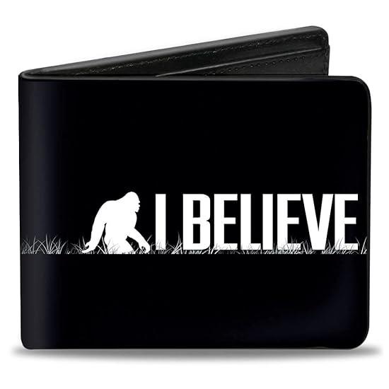 PU Bifold Wallet - Bigfoot Silhouette I BELIEVE Black/Gray/White