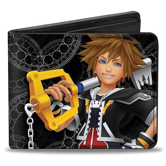 Mens Buckle-down Bifold Kingdom Hearts Ii Bi Fold Wallet, Multicolor, 4.0 x 3.5 US