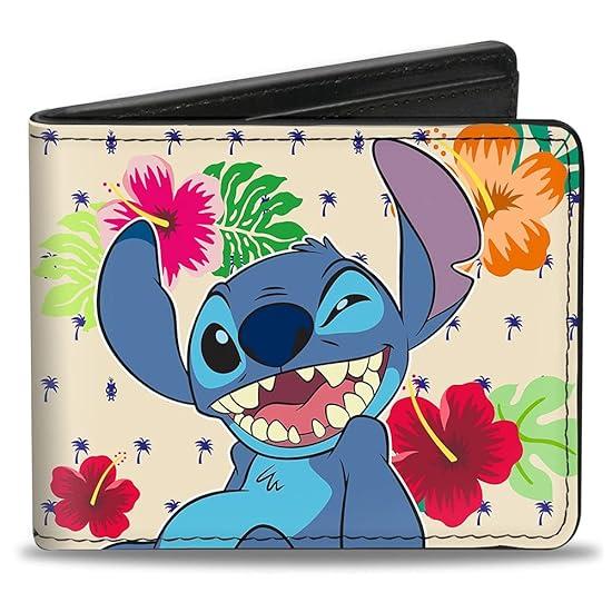 Men's Stitch Winking Pose + Ohana Means Family/Tropical Icons, Multicolor, Standard Size