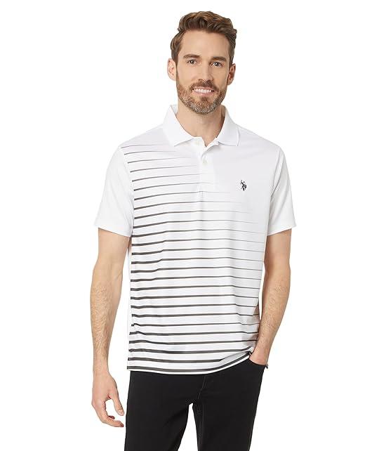 Horizontal Fade Stripe Knit Polo Shirt