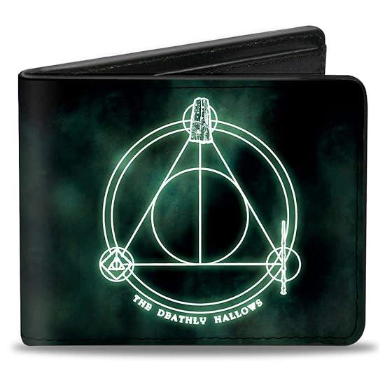 Men's The Deathly Hallows Cloak/Stone/Wand Trinity Black/Greens, Multicolor, Standard Size