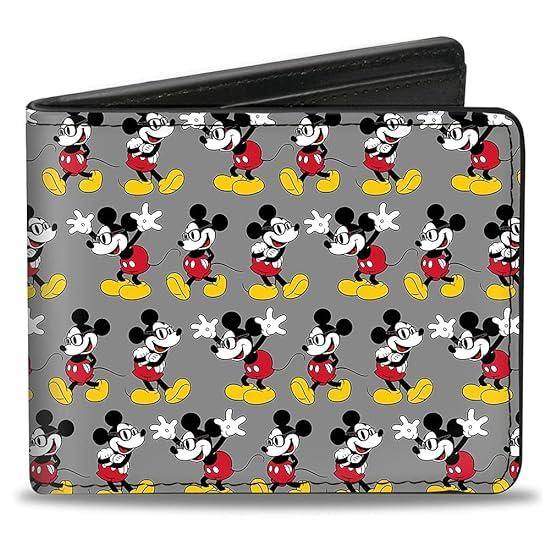 Men's Nerdy Mickey Mouse 3-Pose Stripe Gray, Multicolor, Standard Size